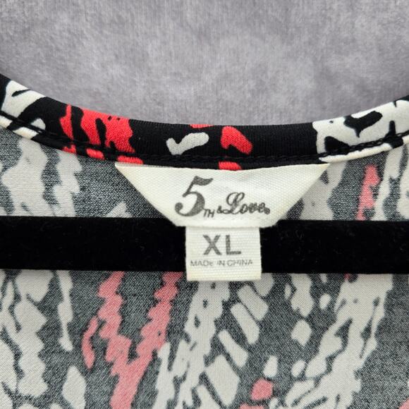 5th & Love Black Red Print High Low Sleeveless Flare Dress Extra Large XL - Picture 7 of 8